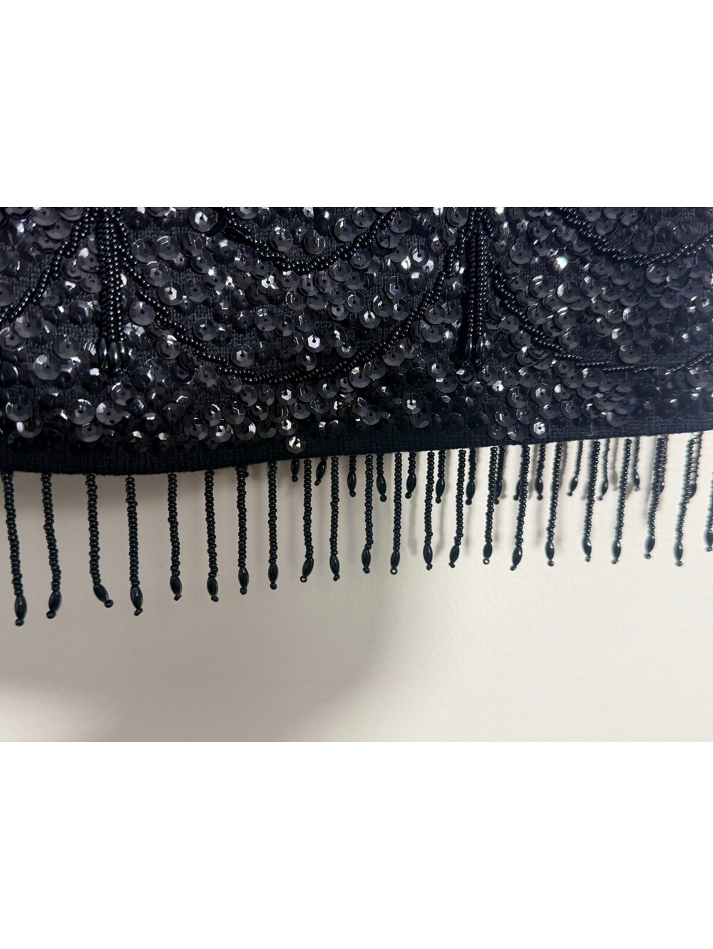 VINTAGE BLACK 1950'S BEADED SEQUIN BLOUSE - Picture 3 of 8
